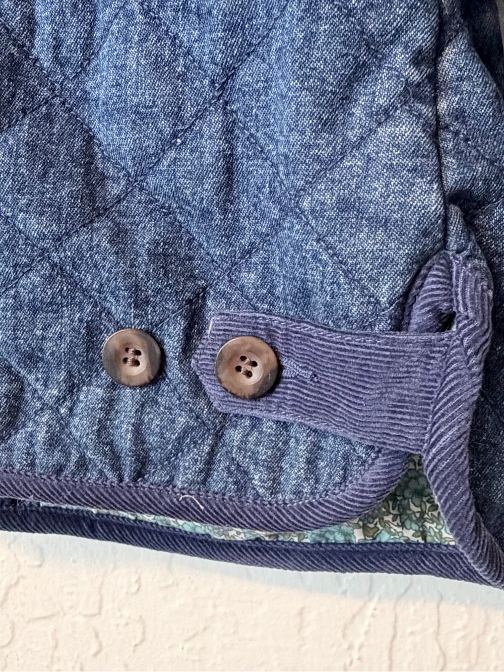 Charter Club Quilted Denim Chore Utility Jacket - Navy Blue - Printed Lining - Picture 3 of 10
